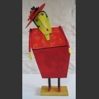 chapeau rouge-bois peint-40cm